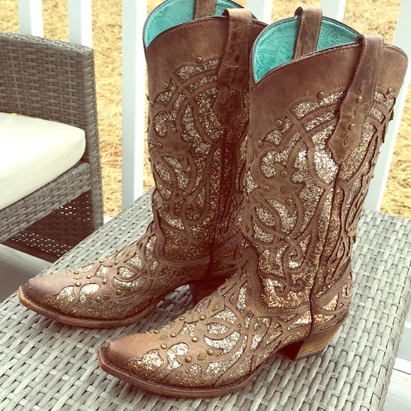 Corral Shoes - Corral Glitter Leather Boots 🌸